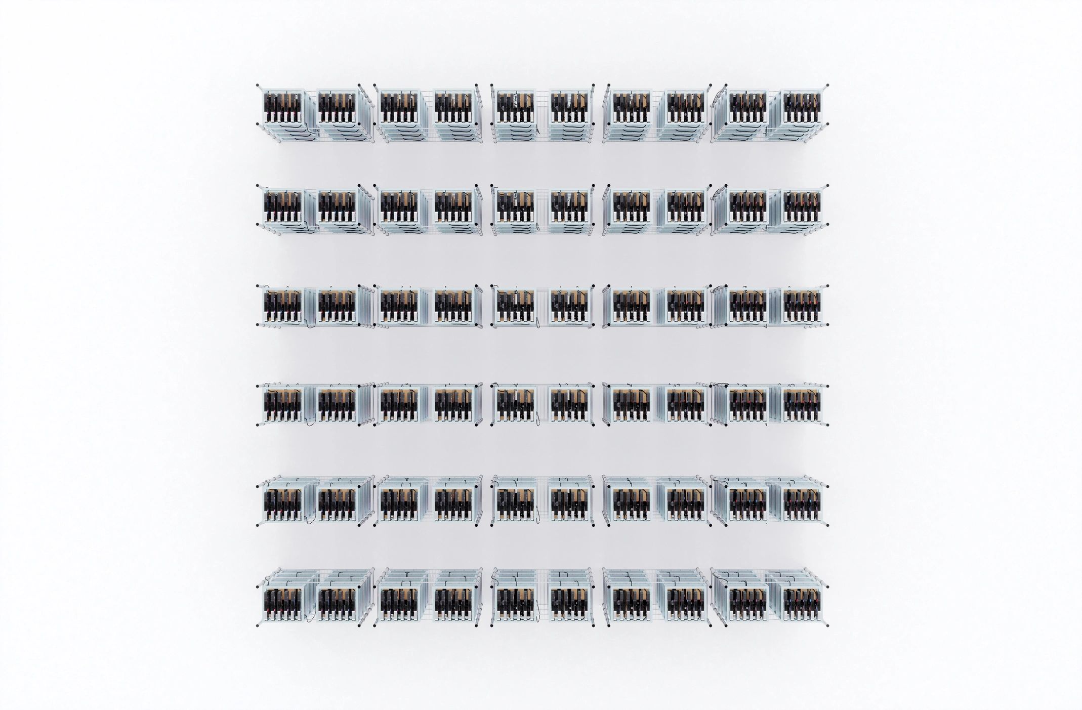 Rows of server racks for storage and monitoring