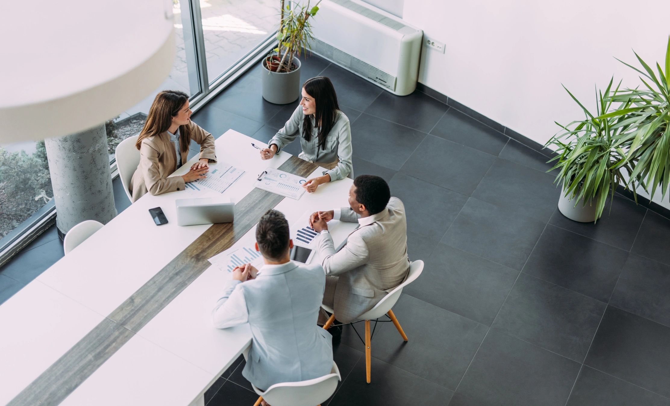 Business team in a software planning meeting