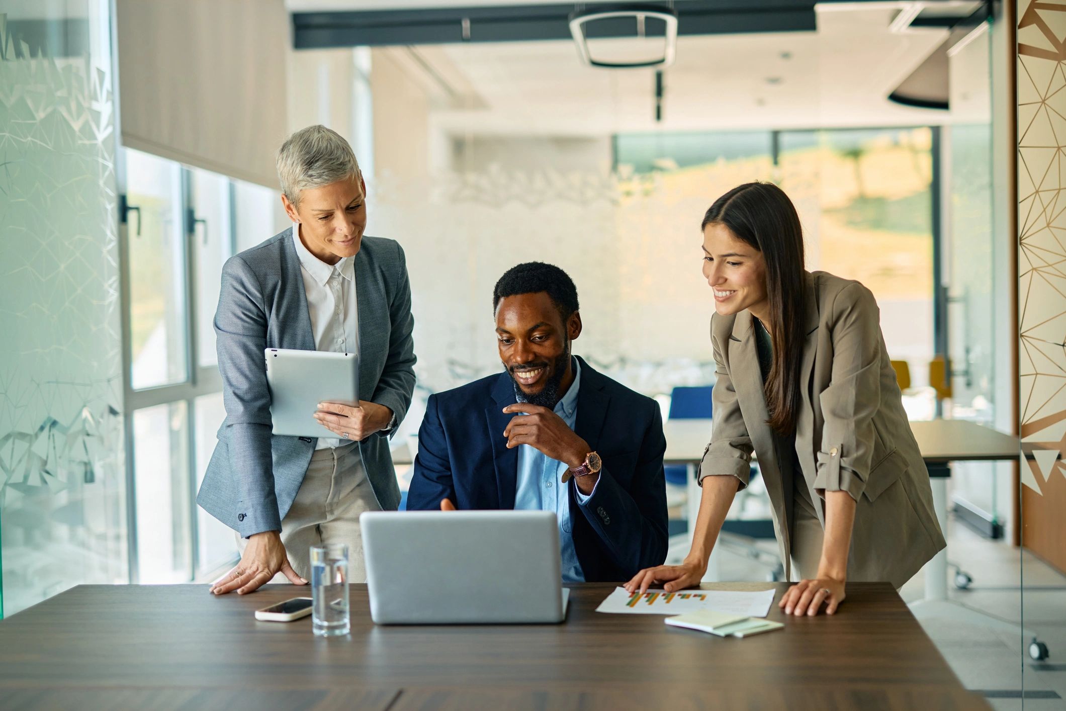 Business technology consultation in a modern office
