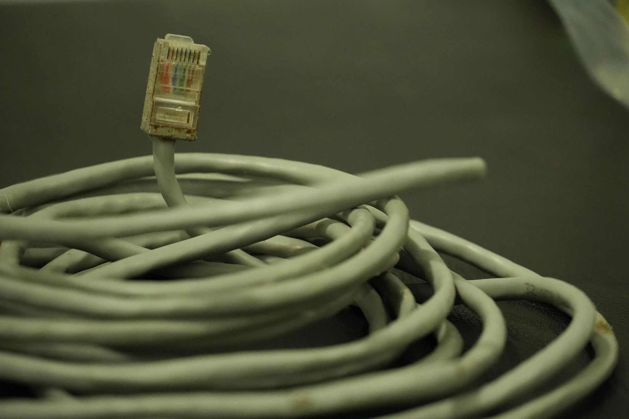 Coiled Ethernet cable representing structured cabling